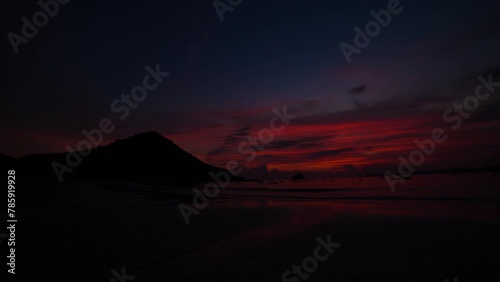 Timelapse in Selong Belanak beach, Lombok, Indonesia at sunset time photo