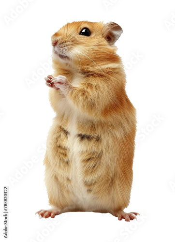 Adorable hamster standing upright isolated on transparent background