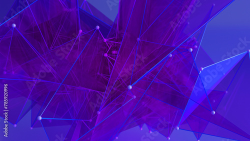 Futuristic polygonal background of low poly surface with connected dots and lines. Abstract 3d rendering.	