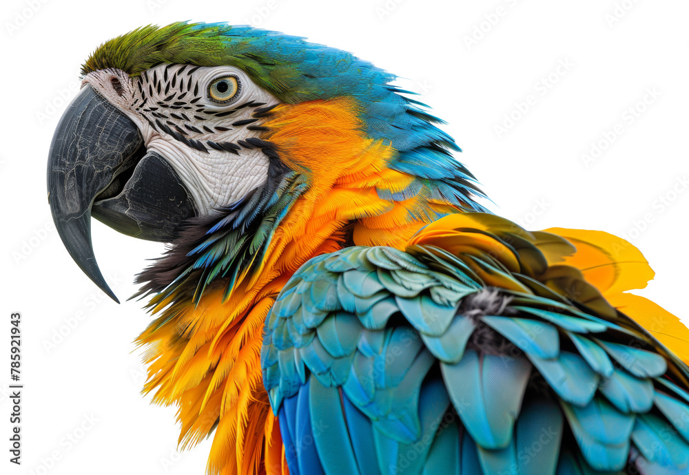 Obraz premium Colorful macaw parrot with vibrant feathers isolated on transparent background