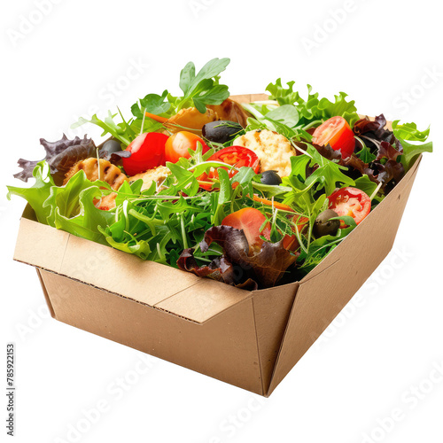 take away food, salad in cardboard box
