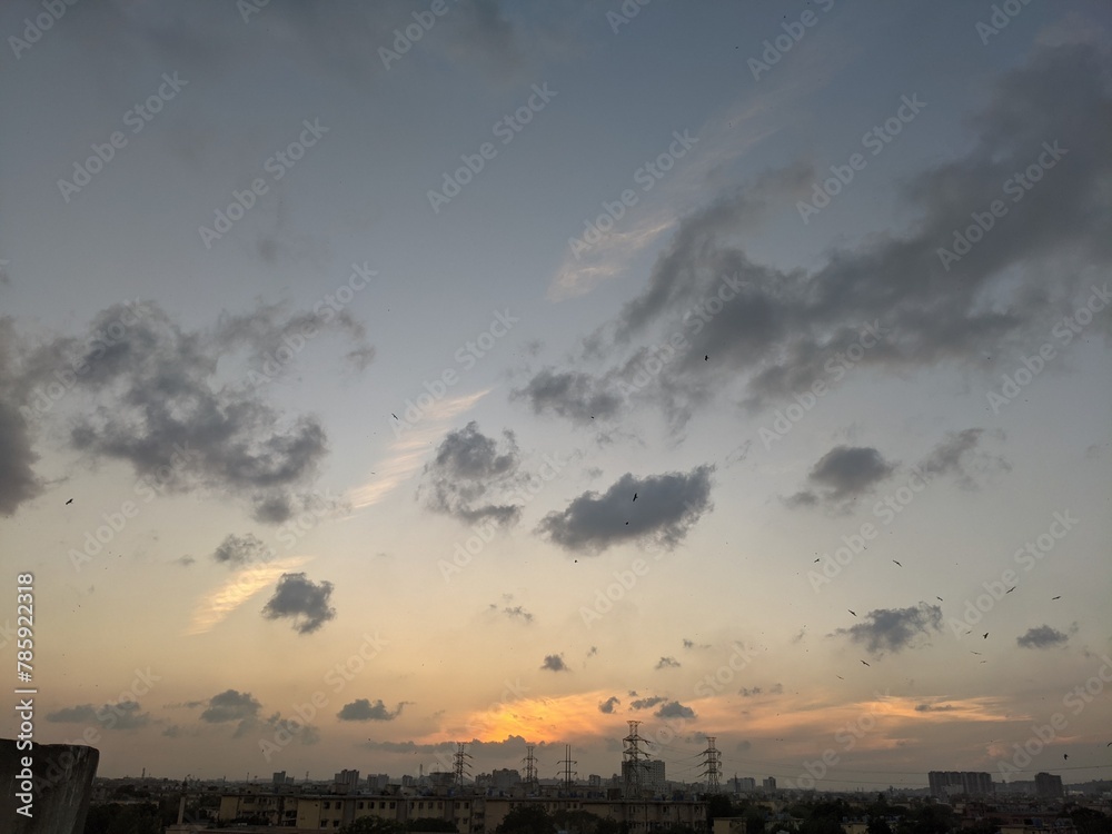 time clouds over the city
