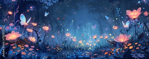 Ethereal Night Garden Tended by Luminescent Fairies in Soft Pastel Hues