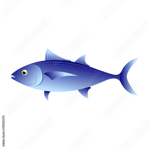 Fresh seafood tuna fish cartoon vector isolated illustration