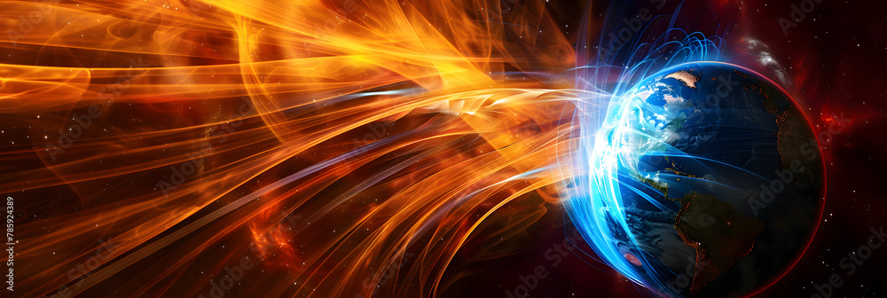 Vibrant abstract background with a dynamic blue and orange swirl illustration
