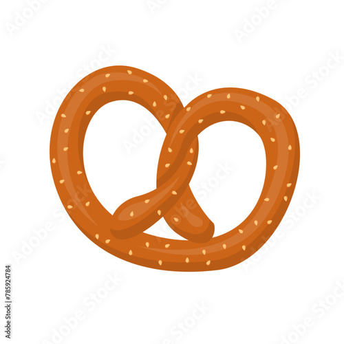 Bakery food pretzel cartoon vector isolated illustration