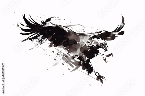 鷲の水墨画