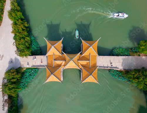 Five Pavilion Bridge in Slender West Lake , Yangzhou City, Jiangsu Province, China