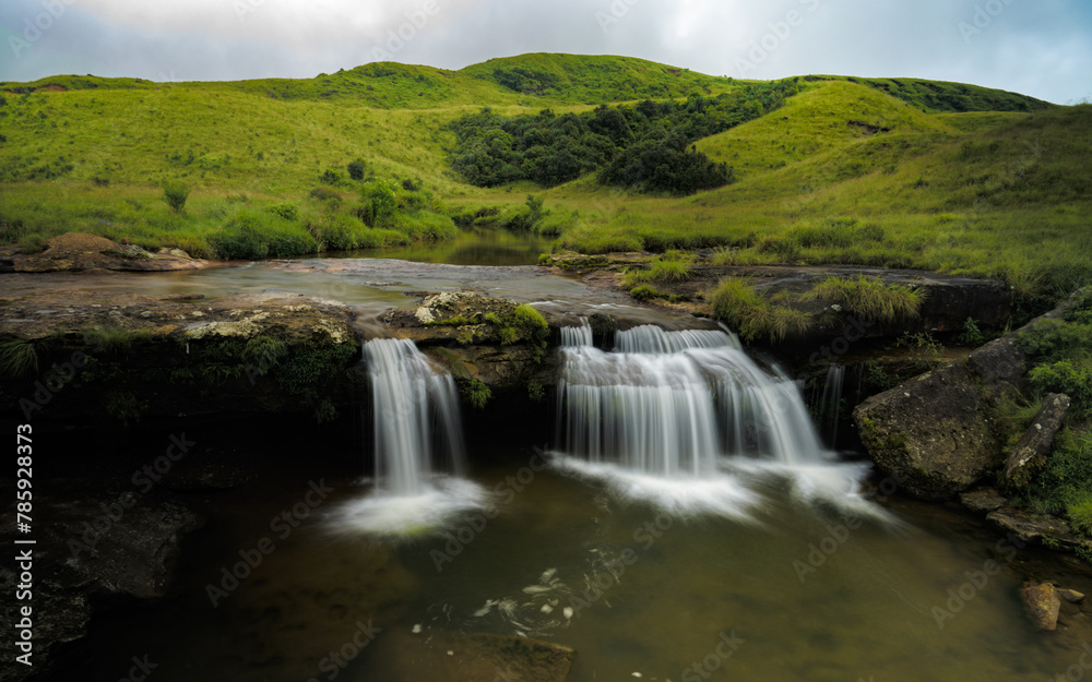 Fototapeta premium Cascading Majesty: Unveiling the Waterfalls of Meghalaya