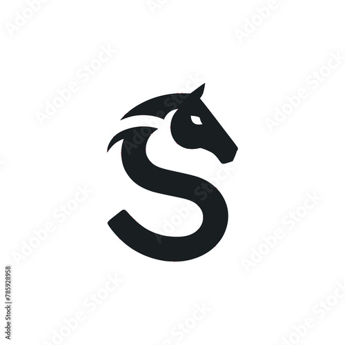 letter S horse logo vector illustration template design photo