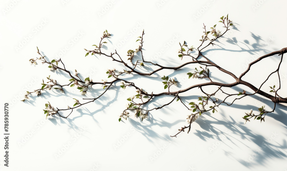 Fototapeta premium Dappled Shadows: Leaf Patterns Cast on Pristine Walls, A Nature-Inspired Mockup for Organic Designs