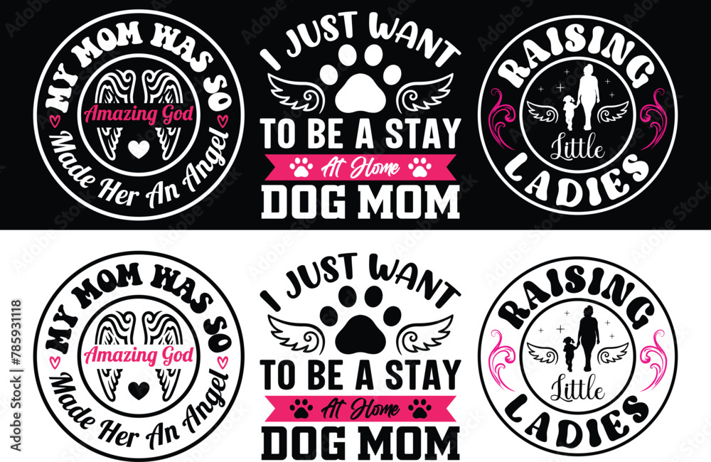 Mother's Day Typography Bundle T-shirt design. Mom Bundle T shirt.