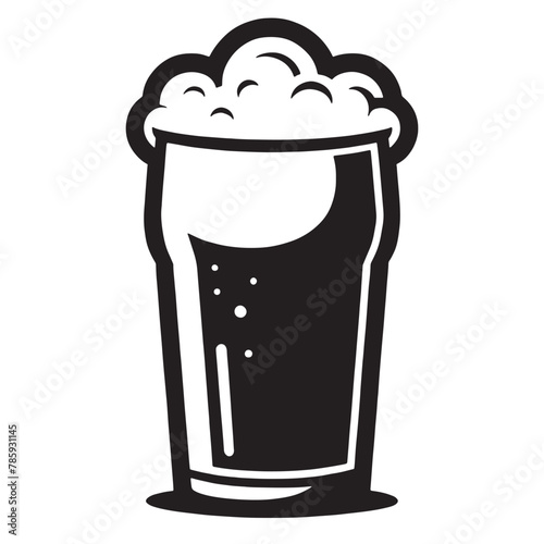 Black and white Beer Pint Glass vector