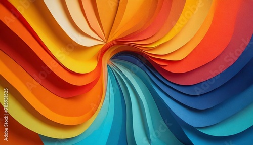 Vibrant Colorful Curves Background  Artistic Display of Color Spectrum and Paper Texture   abstract color stripe pattern  graphic  yellow  orange  blue palette.