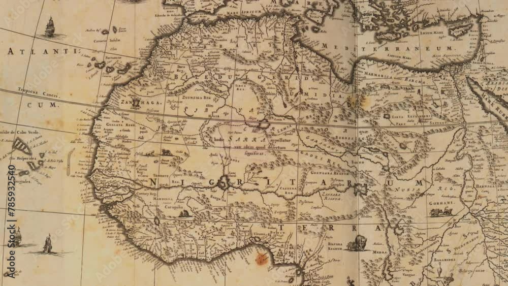 Old Map Detail of Africa Cartographic Representation of Mediterranean Old Map Detail of Africa Cartographic Representation of Mediterranean