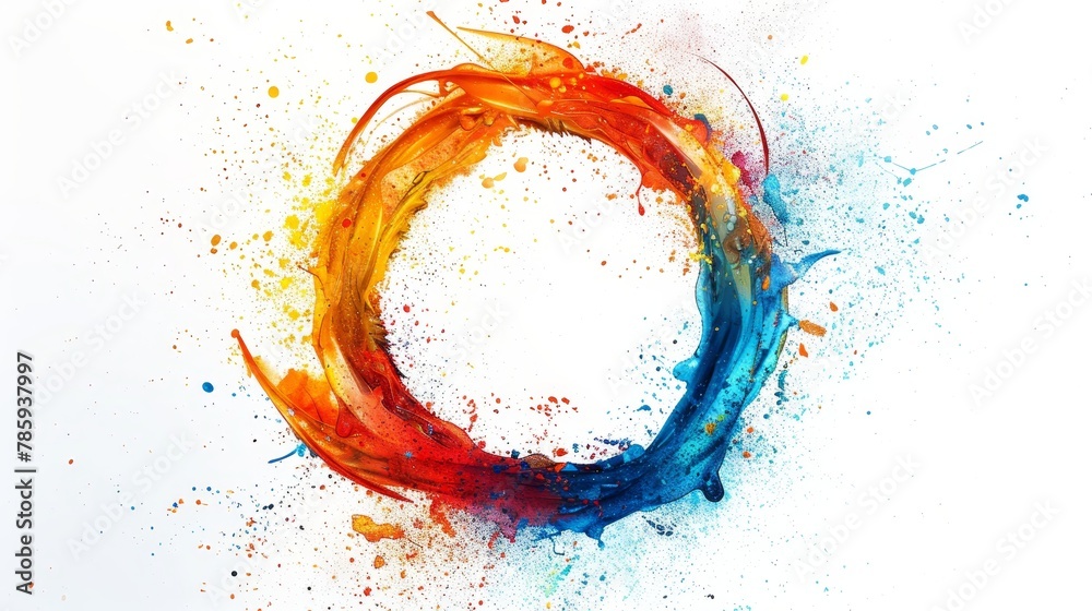 A circular pattern of colorful paint splashes A circular pattern of colorful paint splashes