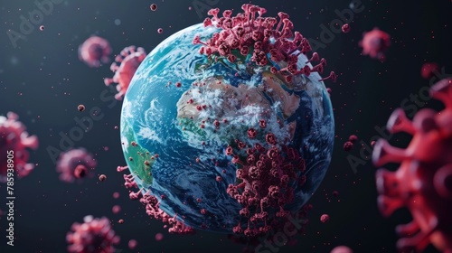 A globe with highlighted regions where specific cancer viruses are prevalent, promoting global awareness.