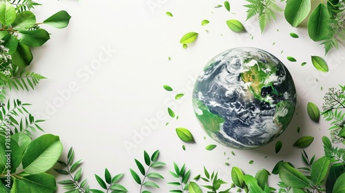 A green concept showcasing planet Earth and elements of nature