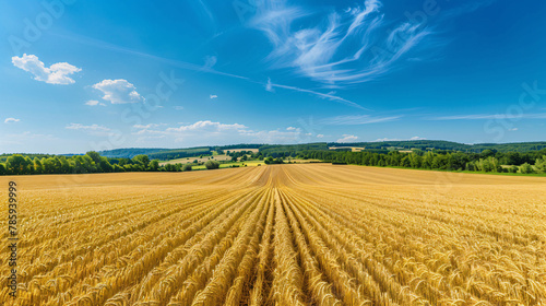 Wallpaper Mural a panoramic view of a sprawling wheat field with rows of golden crops that stretch to the horizon Torontodigital.ca