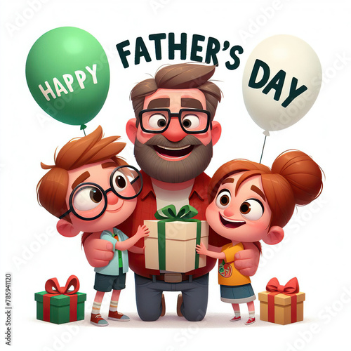 Happy Father's Day cartoon image isolated on white background.