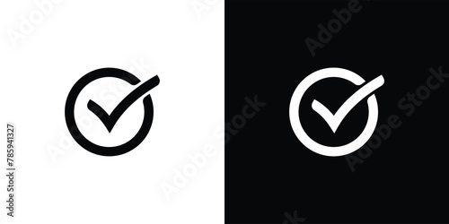 Check mark icon and black cross icon in circle approved symbol, Vector illustration, logo template design. photo