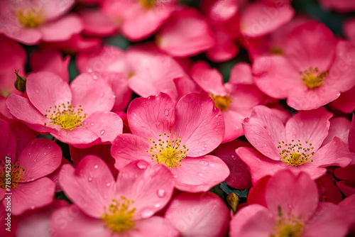 Pink flowers with water droplets on them.