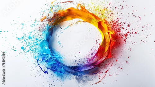 Vibrant bursts of colorful paint arranged in a graceful circular pattern
