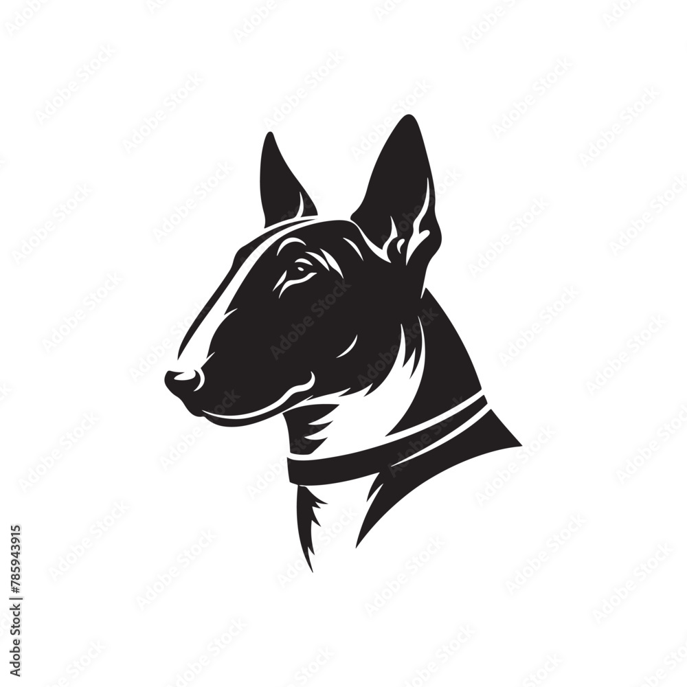 Obraz premium Black Vector Silhouette of a Bull Terrier, Emblem of Loyalty and Strength- Black Bull Terrier vector