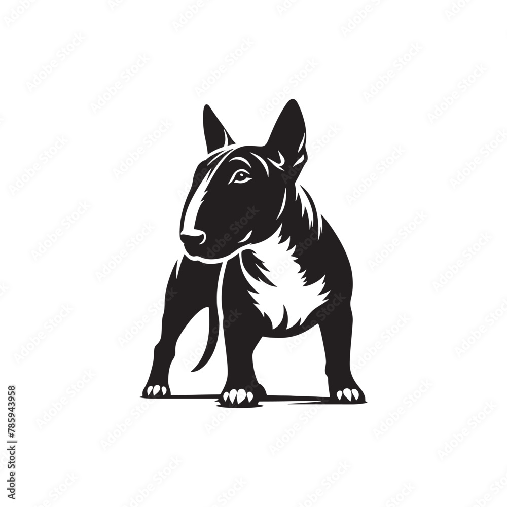 Black Vector Silhouette of a Bull Terrier, Emblem of Loyalty and Strength- Black Bull Terrier vector