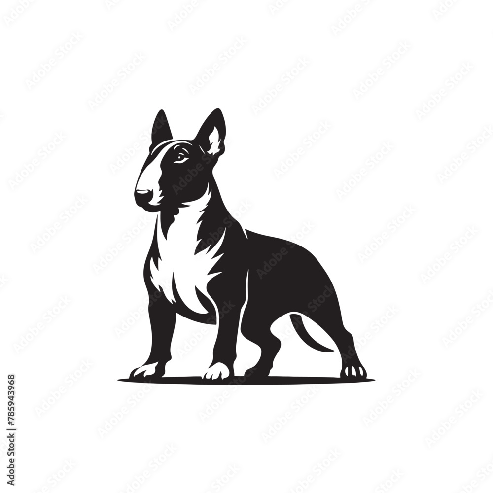 Black Vector Silhouette of a Bull Terrier, Emblem of Loyalty and Strength- Black Bull Terrier vector Black Vector Silhouette of a Bull Terrier, Emblem of Loyalty and Strength- Black Bull Terrier vector