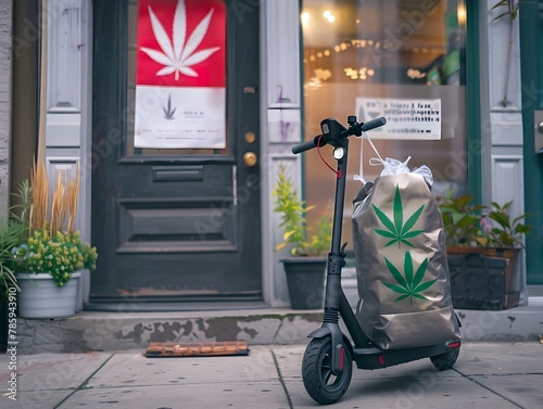 Electric Scooter Delivery from Eco-Friendly Cannabis Dispensary with Educational Pamphlets