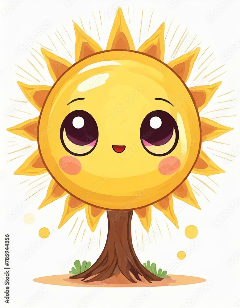 abstrakte Illustration von einem Baum mit Sonne als Baumkrone