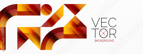 Vec Tor company logo design combines bold geometric shapes like rectangles and triangles with a modern font and vibrant amber, magenta tints for a striking graphic art pattern