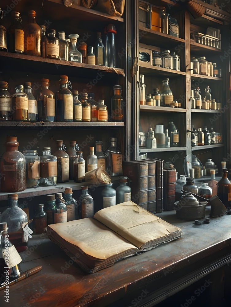 Rustic Charm of an Old Apothecary Shop with Mysterious Remedies and Vintage Aesthetics
