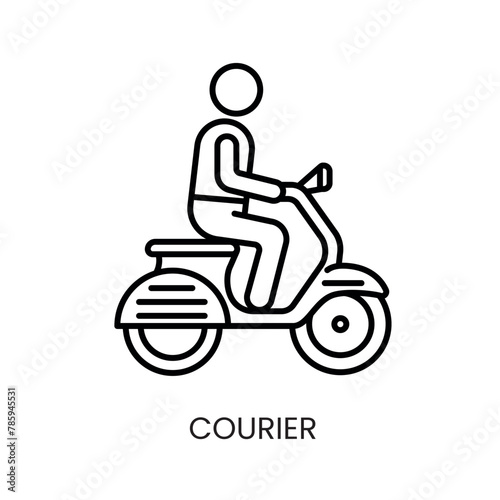 Delivery service courier, vector line icon with editable stroke