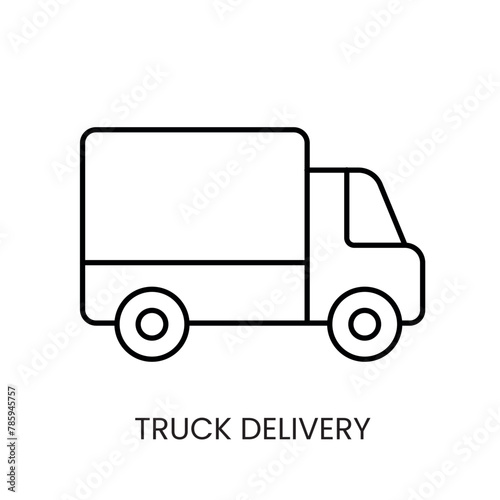 Delivery truck line vector icon with editable stroke