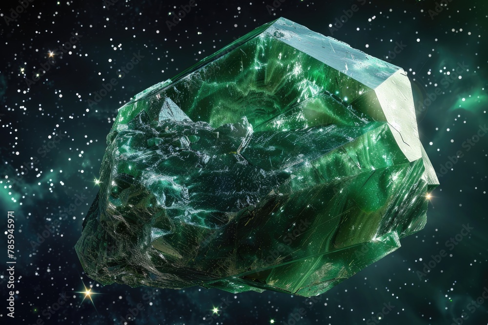 Beautiful green crystal in space Beautiful green crystal in space