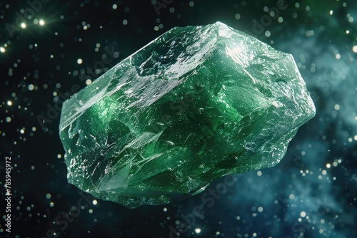 Beautiful green crystal in space