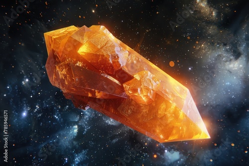 Beautiful orange emerald stone in space