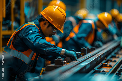 engineer team full skill quality for maintenance and training in industry factory worker , warehouse Workshop for factory operators
