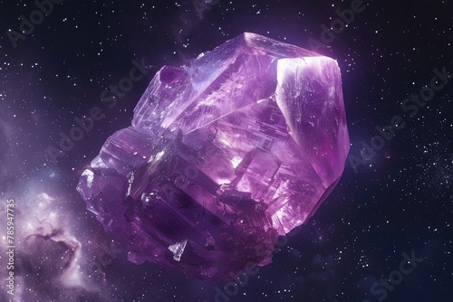 Beautiful purple crystal in space