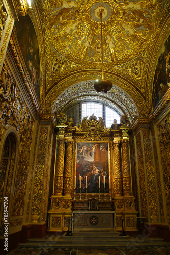 Interior view of the ornate St. John’s Co-Cathedral in Valletta, Malta 