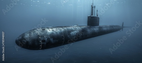 Military nuclear submarine launching torpedo missile in the vast expanse of open ocean © Andrei