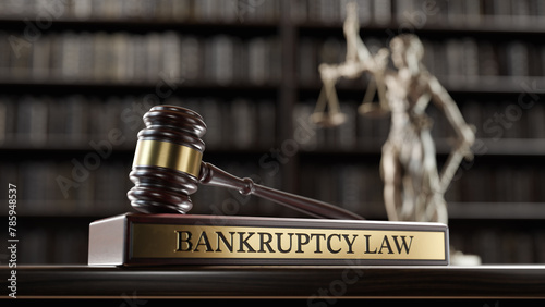 Vászonkép Bankruptcy Law:: Judge's Gavel as a symbol of legal system, Themis is the goddes