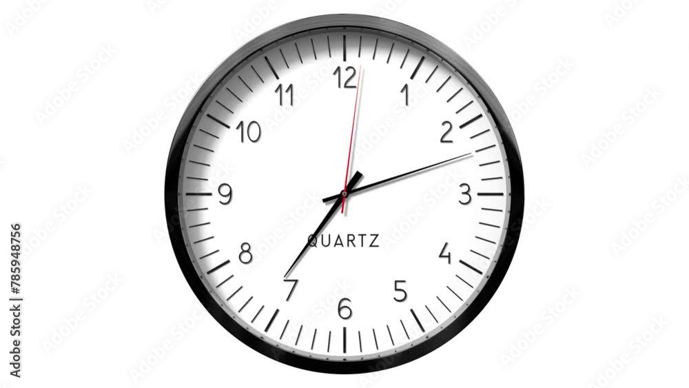 Classic wall clock on white background - 7 to 8 o clock - 3D 4k animation (3840 x 2160 px) Classic wall clock on white background - 7 to 8 o clock - 3D 4k animation (3840 x 2160 px)