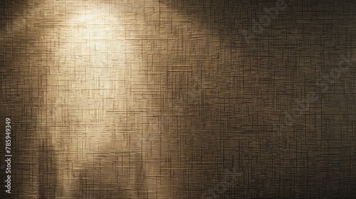 A textured wall of light beige linen, illuminated by a soft spotlight. 