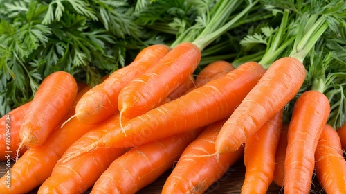 Organic carrots close up, fresh large carrots with textured background, natural vegetable concept