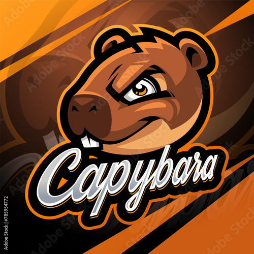 Capybara head esport mascot logo design