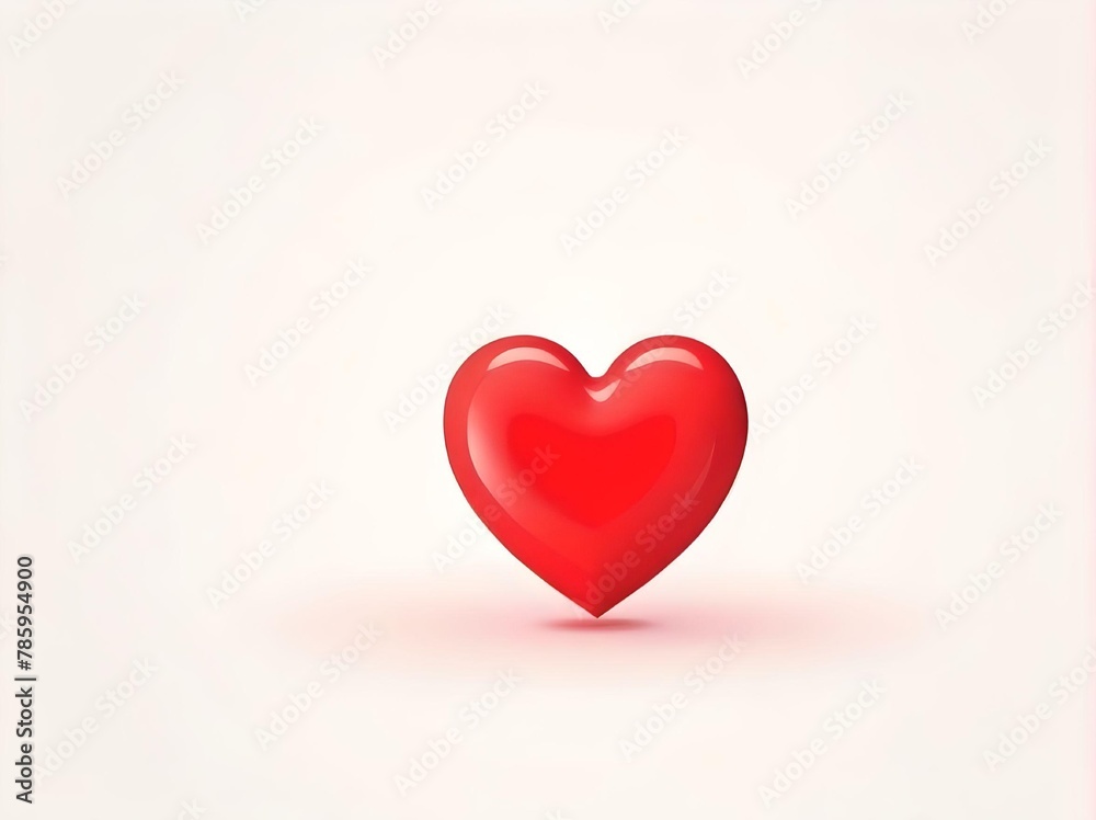 2D Illustration of Beautiful Red Heart Standing on Clean Background Concept