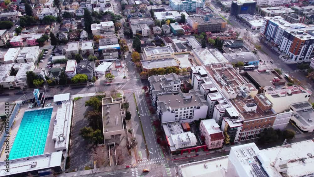 Drone Shot of Downtown Berkeley, California USA, Buildings and Streets Drone Shot of Downtown Berkeley, California USA, Buildings and Streets